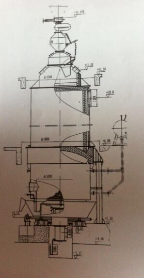 直径3.2米两段式煤气发生炉结构图